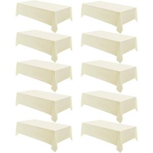 VidaFete Tablecloth 10 Pack 90 * 156inch Rectangle Table Cloth Polyester, Stain Wrinkle Resistant Polyester Dining Table Cover for Kitchen Dinning Party Wedding Rectangular Buffet Decoration(Ivory)