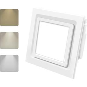 Bathroom Ventilation Fan with Light,With light color controller,12W Square LED 3000K/4500K/6000K,141 CFM,0.7 Sones Quiet Bathroom Exhaust Fan,White(3-Colour LED)