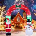 8FT Christmas Inflatables Outdoor Decorations,Inflatable Santa Claus and Snowman Arch Build-in LED Light-Christmas Blow Up Yard Decorations for Indoor/Outdoor Holiday Garden Lawn Yard Patio
