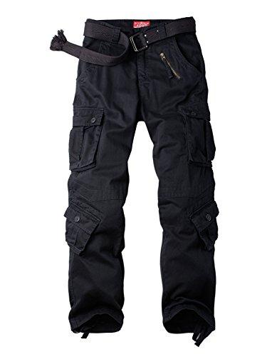 Women's Cotton Casual Military Army Cargo Combat Work Pants with 8 Pocket Black, Size US 10