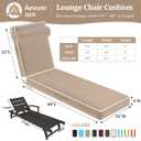 Chaise Lounge Cushions Outdoor 80x26x4 Inch, Patio Lounge Chair Cushions w/High Density Foam, 4 Inch Pool Lounger Cushion w/Removable Cover Handles, Fits Poolside Patio Outdoor Furniture, Khaki