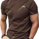 SOLY HUX Men's Short Sleeve Graphic Tees Crew Neck T Shirt Summer Casual Tops (Brown, L)