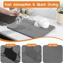 Snuggery Large Stone Drying Mat for Kitchen Counter - 24"x16" Dirt-Resistant Quick Drying Fast Absorbent Non-Slip Diatomite Mat, Natural Diatomaceous Earth Dish Drying Pad for Dish Rack(Dark Grey)