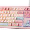 MechLands Aula S102 Membrane Gaming Keyboard with Number Pad, 100% Full Size Layout, USB-C Wired, RGB Backlit, Creamy Silicone Structure, Silent Keyboard for PC Game/Office (Pink)