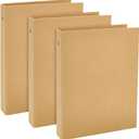 WEBEEDY 3 Pcs A5 Kraft Paper Hardcover 6 Ring Binders, Refillable Planner Journal Notebook Cover Protector for A5 Inserted Sheets Office Meeting Travel Stationery Supplies,6.7 x 9.1 inch / 17 x 23 cm