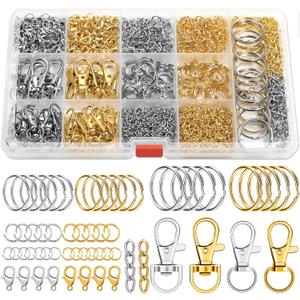 PAXCOO 990PCS Keychain Making Kit, Keychain Craft Supplies Including Key Chain Hooks, Lobster Clasps, Key Rings and Jump Rings for Key Chain Making and Jewelry Making
