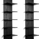 2 Pieces 5 Tier Wall Shelves for Bedroom 31.4 Inches Split Assembly Type Mount Vertical Wall Shelf Column Lack Hanging Floating Shelf for Storage Organizer Design Home Living Room(Black)