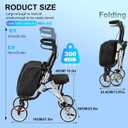 Foldable 2-in-1 Rollator Walkers for Seniors with Seat&Shopping Cart,300Lbs