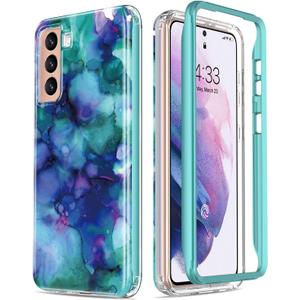 ESDOT for Samsung Galaxy S21 Case,Military Grade Passing 21ft Drop Test,Rugged Cover with Fashionable Designs for Women Girls,Shockproof Protective Phone Case for Galaxy S21 6.2" Opal Marble Purple