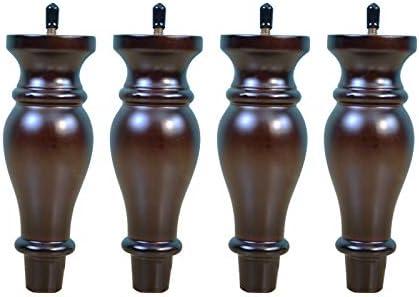 Antique Color Solid Wood Gourd Furniture Legs,M8 Threaded Rod Coffee Table Legs,Sofa Replacement Legs,TV Cabinet/Bed Support Legs,with Sleeve,Floor Protection Pad,4pcs (18cm/7.1in)