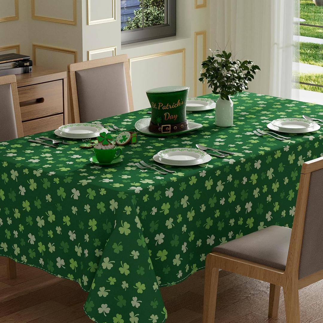 XCHI Green Shamrocks St. Patrick's Day Tablecloth Rectangle Table Cloth Washable Table Covers for Indoor Dining Home Party Decorations 60x84 Inch