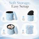 RattanView Storage Ottoman Dorm 12 Inch Blue Bow Round Ottoman Dorm Back to School Coquette Foldable Foot Rest Stool with Lid for College Dormitory Bedroom Office