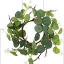 PATKAW 2Pcs 5.89inch Artificial Eucalyptus Wreath for Front Door Eucalyptus Farmhouse Candle Holder Eucalyptus Candle Ring Spring Summer Green Wreath for Window Party Home Decor