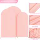 Wokceer Wedding Arch Backdrop Cover 7.2FT, 6.6FT, 6FT Set of 3 Spandex Fitted Blushing Pink Arch Covers for Round Top Chiara Arch Backdrop Stands Cover for Birthday Party Ceremony Decor