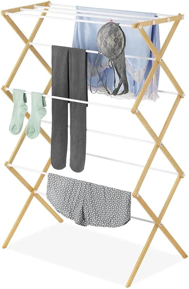 WHITMOR NATURAL WOOD COLLAPSIBLE CLOTHES DRYING RACK WHITMOR NATURAL WOOD COLLAPSIBLE CLOTHES DRYING RACK