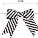 2 x 30 Pcs 3 Inches Mini Twist Tie Black Striped Printed Grosgrain Ribbon Bow Smal Bows for Applique Embellishment Crafts Sewing Scrapbook Baby Shower Wedding Christmas Girls Dress Hair