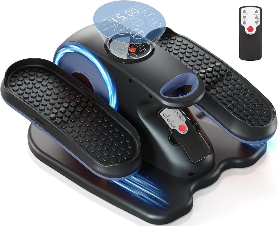 Under Desk Elliptical Machine, Ellipse Exerciser as Seen on TV for Seniors with Remote Control & 12 Adjustable Speeds, Elliptical Machine for Home (Blue)