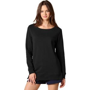 Amazon Essentials womens Open-Neck Loose-Fit Fleece Tunic Sweatshirt (X-Small, Black)
