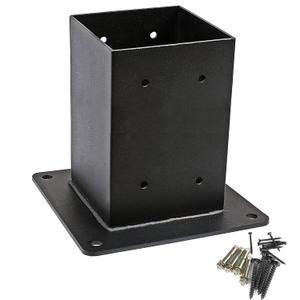4x4 Deck Post Base, Inner Size 3.6 x 3.6 Inch Wood Fence Bracket Metal Anchor Base Heavy Duty Powder-Coated Thick Steel Outdoor