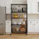 Folews 5 Tier Storage Shelves with Wheels - Adjustable Wire Shelving Unit Metal Shelves for Storage Rolling Utility Shelf Organizer Rack for Kitchen Garage Pantry Closet Laundry(14D x 36W x 75H)