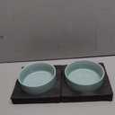 Ceramic 5.1inch Set of 2 Dog and Cat Bowls, 2pcs Anti-Slip Food and Water Feeder Dishes for Puppies, Kitties, Cats(2 Bowls, Light Green)