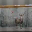 Framed Nature Landscape Wall Art, Large White Forest Canvas Prints Paintings Artwork for Walls, Modern Animal Deer and Bird Pictures for Living Room Bedroom Dining Room Hallway Wall Decor, 24x36 In