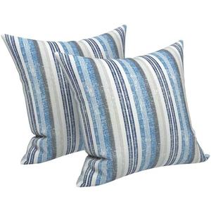 LVTXIII Outdoor Throw Pillow Covers 16 x 16 Inch, Covers ONLY Modern Cute Pattern Decorative Square Toss Pillow Case Pack of 2 for Home Patio Garden Sofa Bed Furniture, Stripe Layered Blue