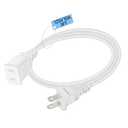 Small 3FT White Flat Extension Cord 2-Prong Polarized Light-Duty ETL Listed Power Cable,18AWG 125V 10A 1250W for Indoor Use,Slim Flexible Design for Holiday Lights, Lamps, Cameras & Small Appliances