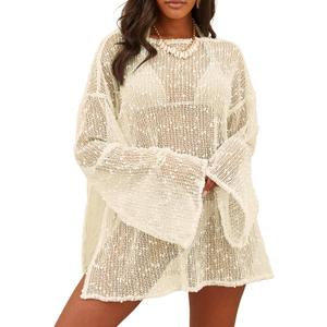 Lilosy Sexy Crochet Sheer Kaftan Caftan Beach Dress Bathing Suit Swim Coverup One Piece (Small, Beige) Lilosy Sexy Crochet Sheer Kaftan Caftan Beach Dress Bathing Suit Swim Coverup One Piece (Small, Beige)