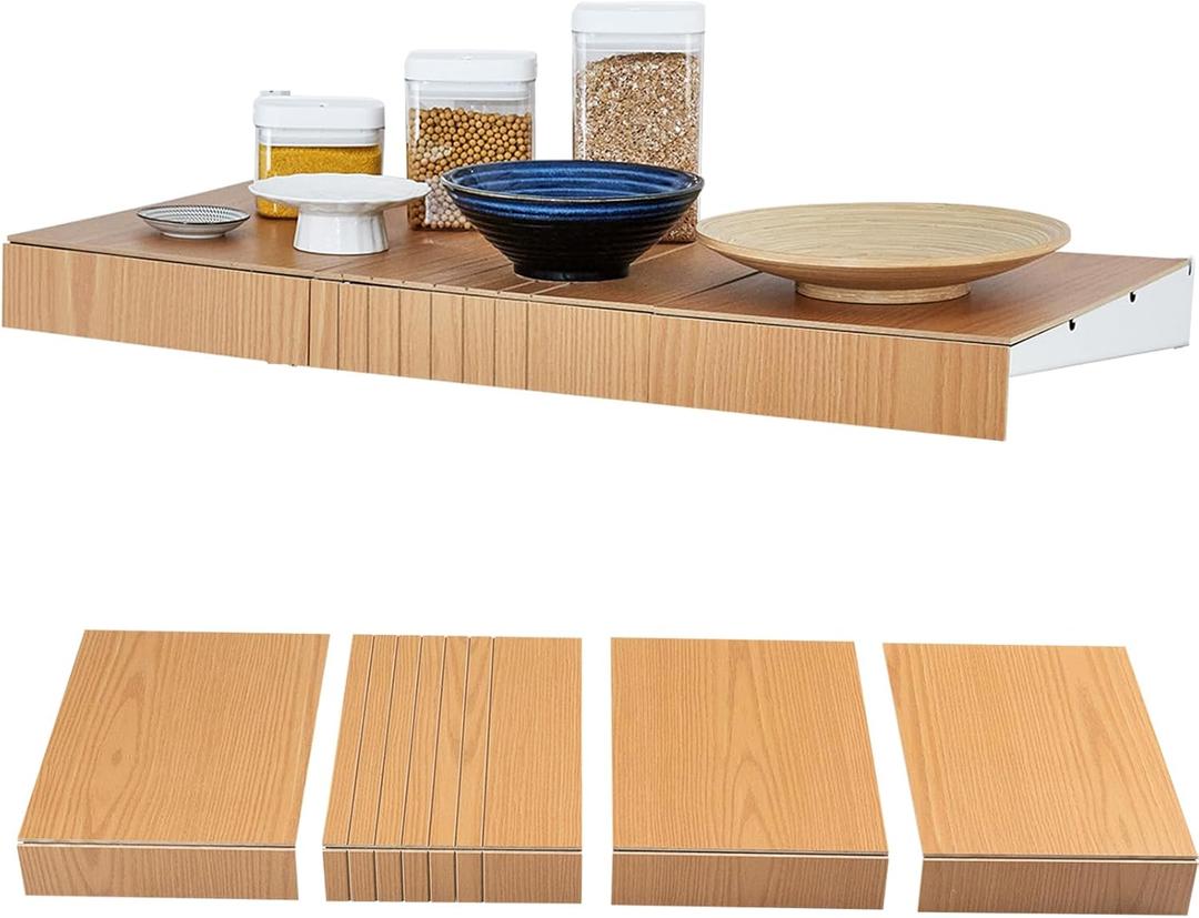 Wire Rack Shelf Cover - 3 Pack Adjustable Wood Wire Rack Covers for Pantry, Closets,Bathroom, Kitchen (Wood - 3 Pack, 47.2 x 12 inch)