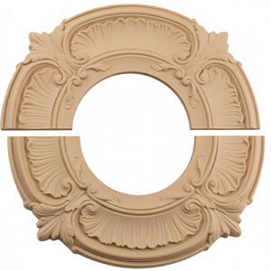 1Pack Split Lighting PU Ceiling 3D Modeling Ceiling Cover Plate Ceiling Fan Medallion Home 12 Inch OD x 5.3 Inch ID (Beige)