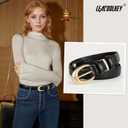 3 x LEACOOLKEY Women's Leather Belt for Jeans Dress Pants Fashion Ladies Leather Belt with Gold Buckle