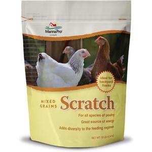 Manna Pro Ultimate Chicken Scratch Feed, Nutrient-Rich Scratch Grain Treat for Chickens and Poultry, Natural Multigrain Blend for Backyard Flocks and Laying Hens, Made in USA, 10 lb Bag