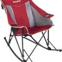 SUNNYFEEL Oversized Folding Rocking Camping Chair Fully Padded Patio Chair Red Portable Outdoor Rocker High Back Portable Lawn Recliner with Side Pocket Camp Rocker Chairs Heavy Duty 500 LBS, 107L x 95W x 55/92H cm