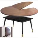 Large Round Foldable Table Top, 59 Diameter Portable Dining Table Extender Top, No Legs Wooden Round Table Tops Only, for Round Table and Square Table (Walnut, 59in)