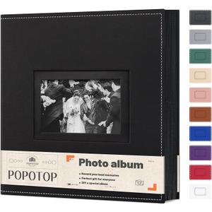 Popotop Photo Album 4x6 500 Pockets with Leather Hardcover Cover, Large Photo Album Binder Book with 50Pcs Pages for Family Travel Wedding Baby Gifts (Black)