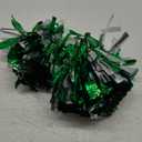 ICYSNOW 2PCS Cheerleading Pom Poms Metallic Foil Plastic Pom Poms with Ring Handle for Game Sports Squads Dancing Party Football Basketball Club Spirit Sports (12, Green+Silver)