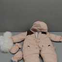 Fairy Baby Infant Baby Winter Snowsuit Coat Romper Hooded Double Zipper Fur Collar Warm Jumpsuit for Boys Girls 6-9 Months Pink Warm