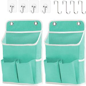 Hanging Basket for Organizing, Wall Organizer with Pockets and Over The Door Organizer Can for Home, Closet, Office and Camper (2 Green)