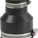 Supply Giant 6I52 Flexible PVC Reducing Coupling with Stainless Steel Clamps, 2.4" x 1.6" Inner Diameter for 2" x 1-1/4 Nominal Pipe, Black