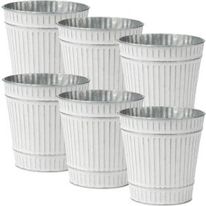 Briful 4.7" Galvanized Tin Planter Galvanized Metal Pail Rustic Decorative Metal Buckets Vintage Style Country Wedding Home Table Centerpiece Decorations Set of 6 (Cream#015)