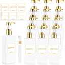 Gejoy 12 Pack White Shampoo and Conditioner Dispenser Bottles, 17 Oz/ 500ml Empty Refillable Pump Bottles with Labels and Marker Pen, Square Plastic Pump Dispenser Bottle for Bathroom Body Wash Shower