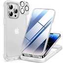 Miracase Glass Series Designed for iPhone 14 Pro Case 6.1 Inch, Upgrade Full-Body Bumper Case with Built-in 9H Tempered Glass Screen Protector, with Camera Lens Protector, Matte Clear
