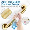Grab Bars for Shower, Zynuhmo 2 Pack 12 Inch Anti Slip Stainless Steel Bathroom Safety Shower Grab Bar Handrails for Handicap Injury Pregnant Senior Assist Shower Handles(Titanium Gold, 1" Diameter)