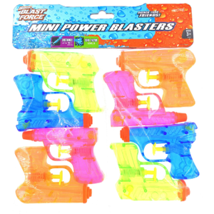 8 Pack- 4 Banzai Blast Force Mini Power Blaster Squirt Gun Kids Toy