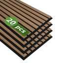 Art3d 12" x 24" Acoustic Wood Slat Wall Panel, 20pcs, 40 sq.ft, Deep Walnut