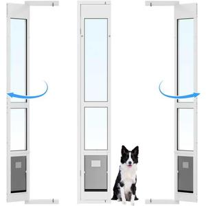 Dog Door for Sliding Glass Door with Magnetic Flat, Installed on Either Left or Right Side. Sliding Door Pet Doggie Door Insert with Lock, Adjustable Height No-Cut Required Doggy Door (Large 11''16.3'' Flap Size)