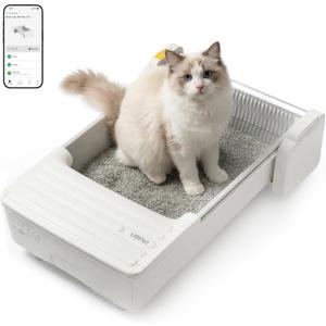 UBPET Self Cleaning Cat Litter Box, Open-Top Automatic Litter Box for Multiple Cats, Weight Sensors Safety Protection, Smart APP Control, Odor-Free Waste Disposal, Works with Bentonite Mineral Litter