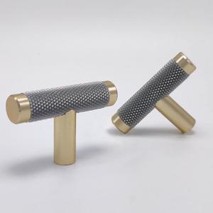 12 Pack 5 Inch 128 mm Barrel Cabinet Pulls Gold and Grey Cupboard Aluminum Handles Drawer Pull Cabinet Handles (Gold and Grey T)