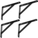 Dewell 4 Pcs 8inch Tripod Triangle Shelf Brackets, Wall Mounted Shelf Supports Black,BT20004
